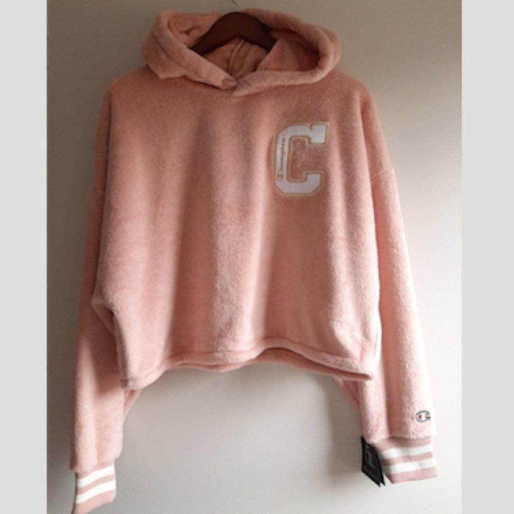 Champion faux-fur cropped hoodie